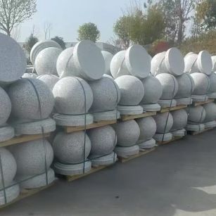 银川 白麻花岗岩石材圆球，石球，挡车球，隔离球，景观石球，风水球等