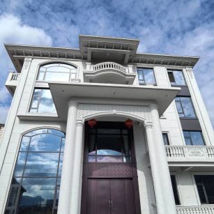 银川白麻别墅外墙干挂石材效果示例