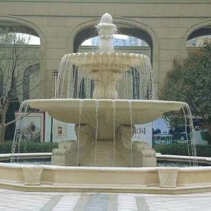 银川 黄金麻花岗岩异型加工——户外庭院石雕流水喷泉