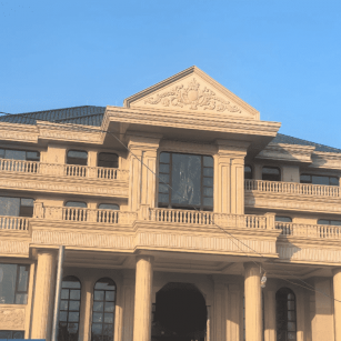 银川黄金麻别墅外墙干挂石材效果示例