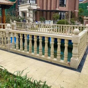 银川黄金麻花岗岩石材栏杆，扶手，将军柱，花瓶柱