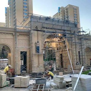 银川 黄金麻荔枝面花岗岩小区门楼外墙干挂