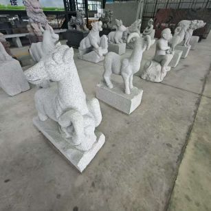 银川 芝麻白花岗岩造型立体雕刻——十二生肖