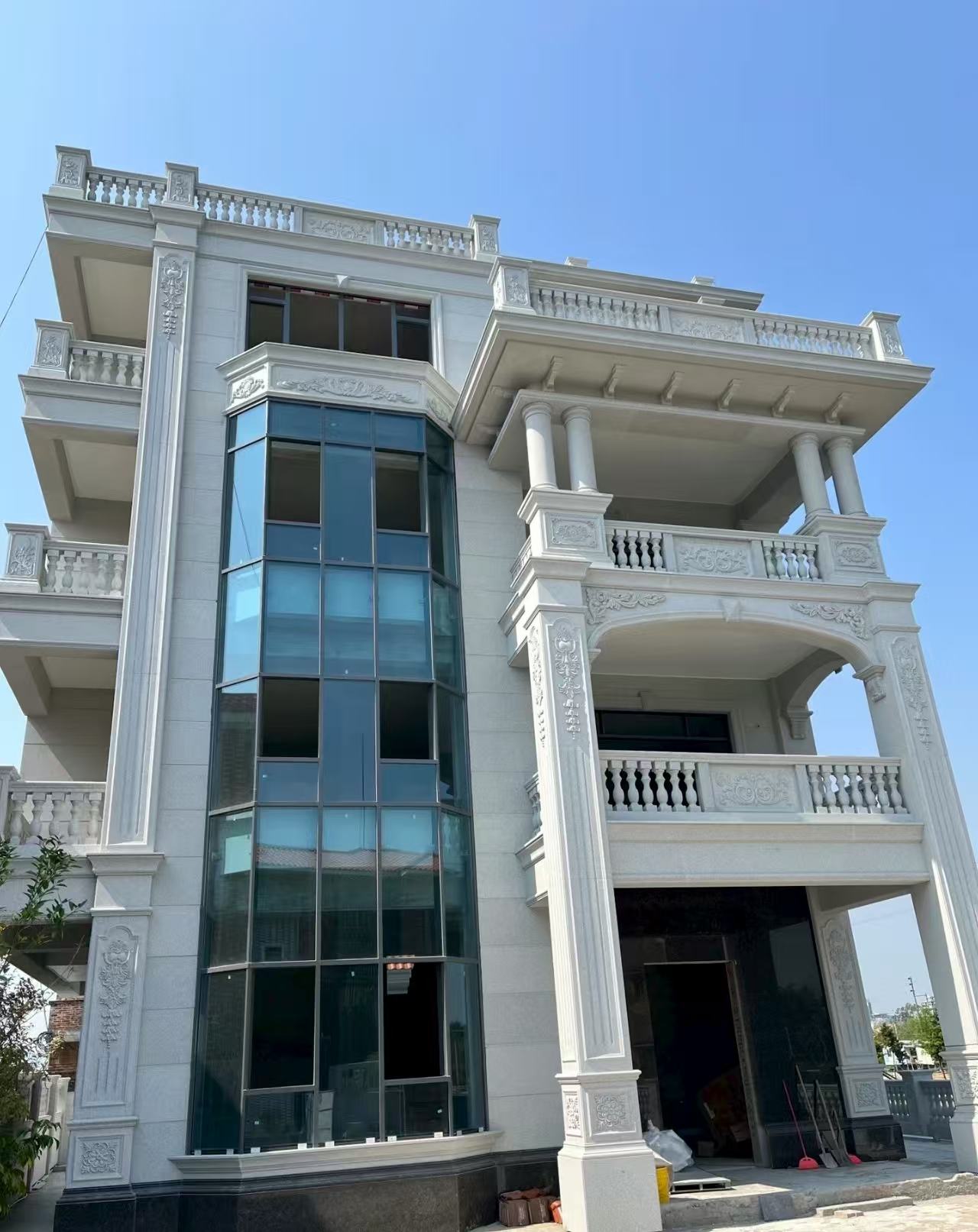 银川 白麻花岗岩别墅外墙干挂效果展示