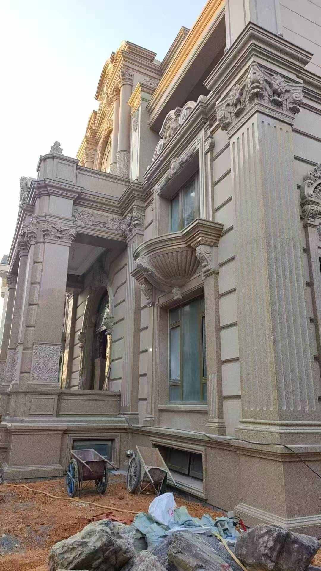 银川 黄金麻花岗岩光面别墅外墙干挂施工完成