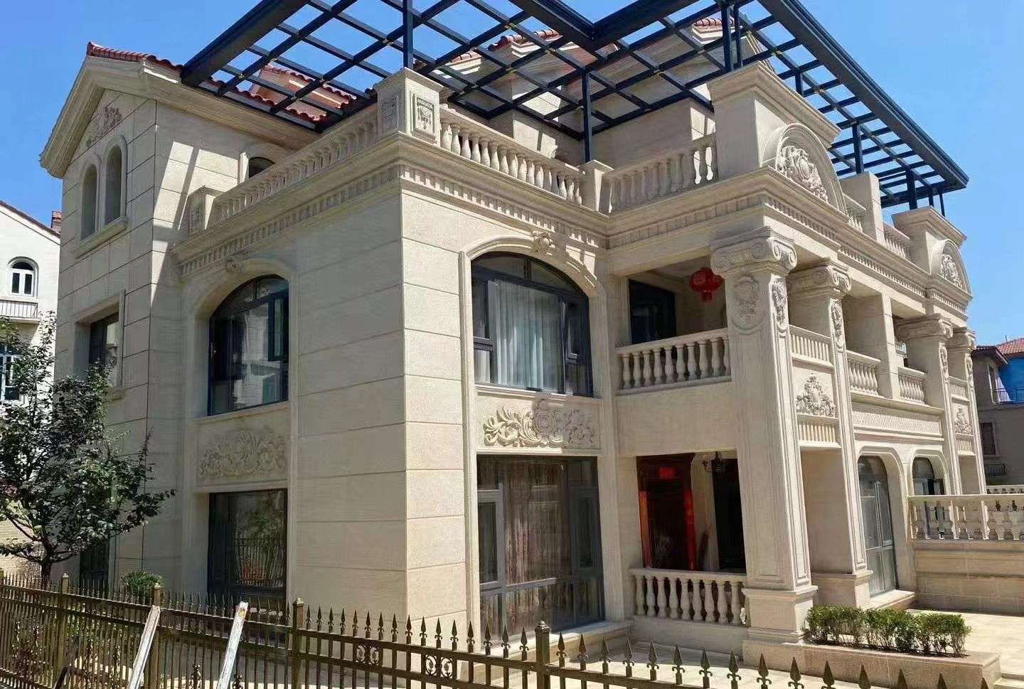 银川 黄金麻花岗岩荔枝面别墅外墙干挂