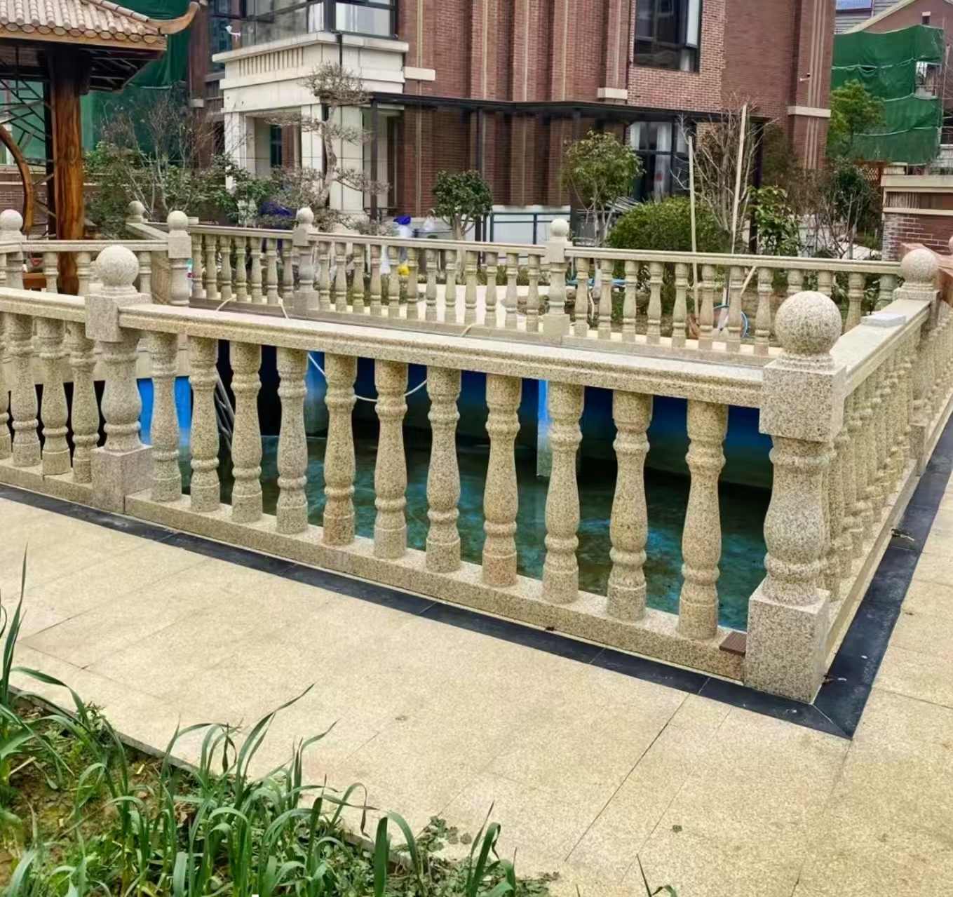 银川黄金麻花岗岩石材栏杆，扶手，将军柱，花瓶柱